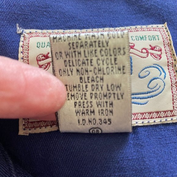 Gitano Dress Large Navy Blue Pearl Snap Denim Western Long Sleeve A-Line Vintage - Picture 10 of 10